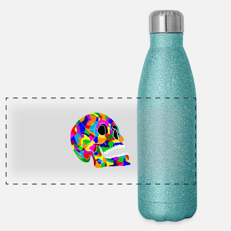 Bunter Totenkopf Schaedel Skull Panorama Glitzer Isolierflasche 500 ml