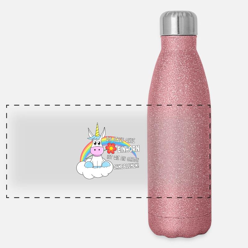 Einhorn Garten ohne Blume Panorama Glitzer Isolierflasche 500 ml
