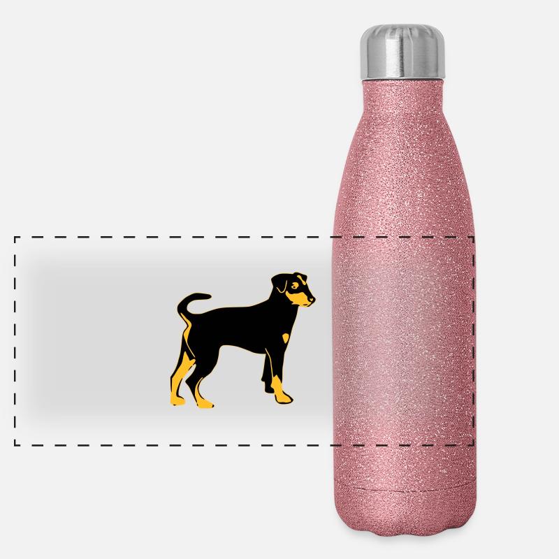 pinscher dog - Panoramic Glitter Thermal Bottle 500 ml - pink glitter