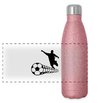 Fußballer Fußball 2c - Panorama Glitzer Isolierflasche 500 ml - Pink Glitzer - Vorne