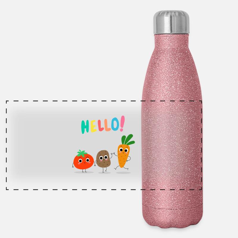 Funny Vegetables Say Hello – Frais et effronté Gourde isotherme panoramique pailletée 500 ml