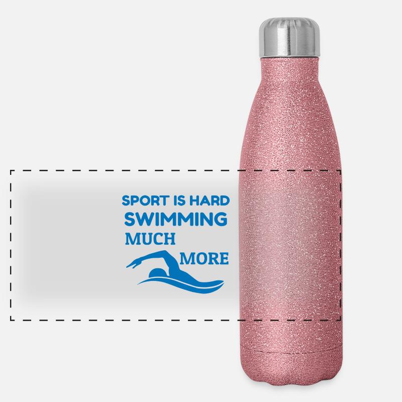 Dedicated Swimmer - Sport Is Hard Quote Panoramic Glitter Thermal Bottle 500 ml