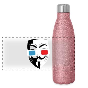 3D cinema glasses mask - Panoramic Glitter Thermal Bottle 500 ml - pink glitter - Front