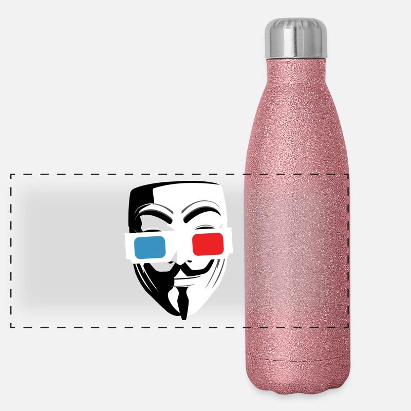 3D cinema glasses mask - Panoramic Glitter Thermal Bottle 500 ml - pink glitter