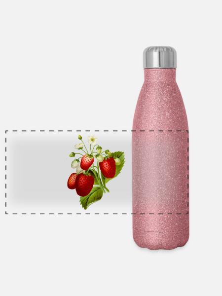Erdbeeren Illustration - Panorama Glitzer Isolierflasche 500 ml - Pink Glitzer