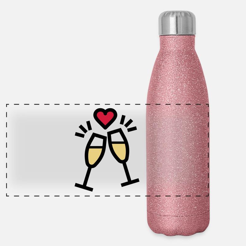 oder Sekt zum Valentinstag Panorama Glitzer Isolierflasche 500 ml