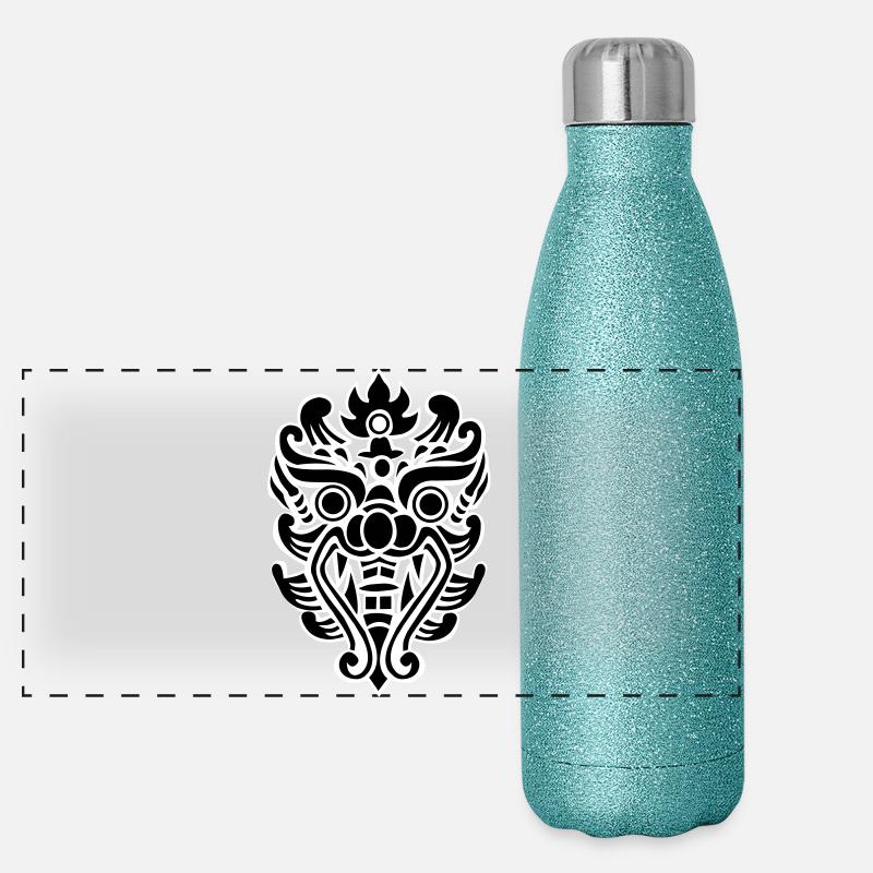 Thai Drachenkopf Stammesmaske Panorama Glitzer Isolierflasche 500 ml