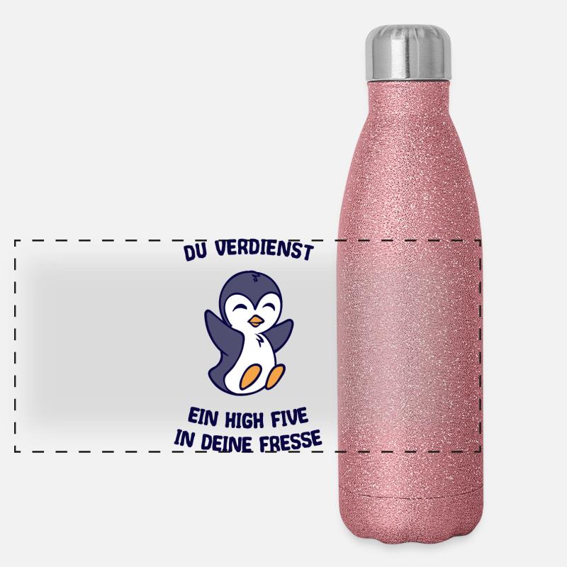 Vogel Tier Humorvoll Pinguin Statement Arktis Panorama Glitzer Isolierflasche 500 ml