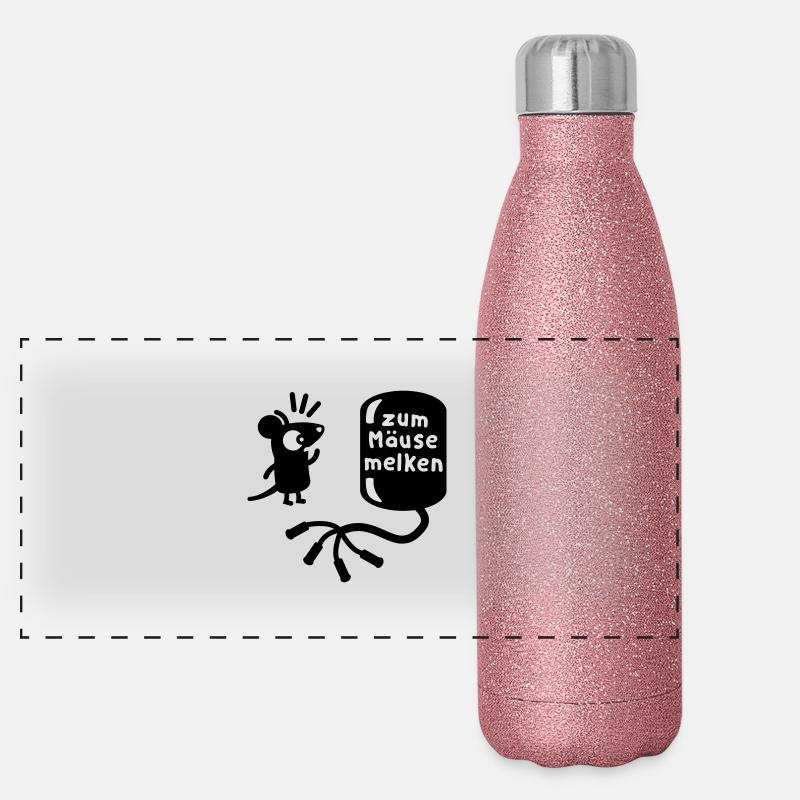 Melkmaschine - Zum Mäuse melken Panorama Glitzer Isolierflasche 500 ml