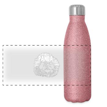 PANDA als Wort - Panorama Glitzer Isolierflasche 500 ml - Pink Glitzer - Vorne