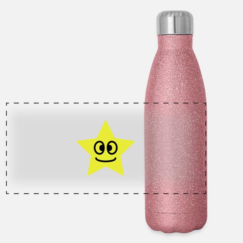 star smiley face eyes mouth happy laugh Panoramic Glitter Thermal Bottle 500 ml