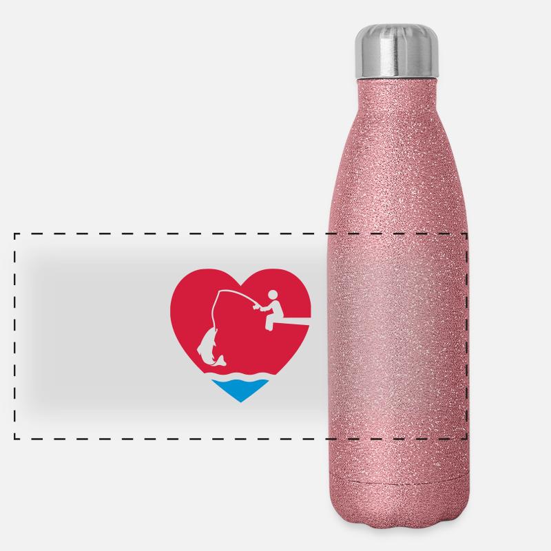 angeln_herz Panorama Glitzer Isolierflasche 500 ml