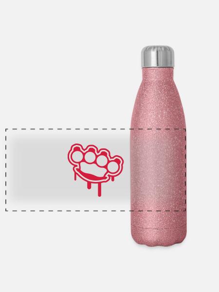 schlagring_blood__f1 - Panorama Glitzer Isolierflasche 500 ml - Pink Glitzer - Vorne