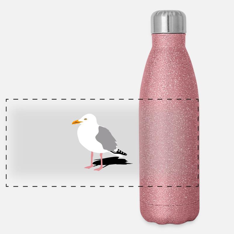 möwe seagull gull hafen segeln sailing hamburg Panorama Glitzer Isolierflasche 500 ml