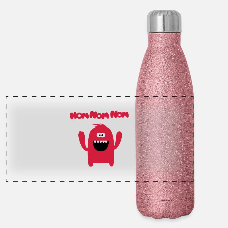 Om nom nom nom - Monster Panorama Glitzer Isolierflasche 500 ml
