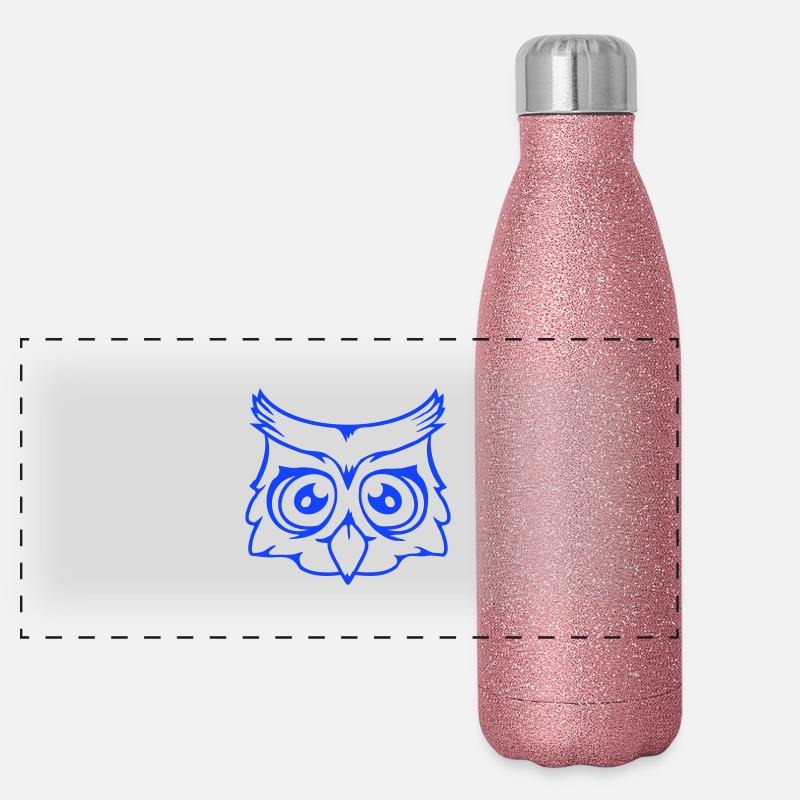 Eule Vogel Uhu Nachtvogel Schleiereule Kauz Comic Panorama Glitzer Isolierflasche 500 ml