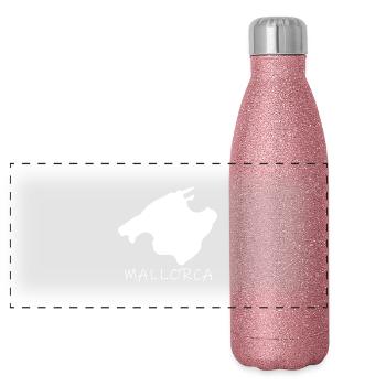 Majorque - Gourde isotherme panoramique pailletée 500 ml - paillettes roses - Devant