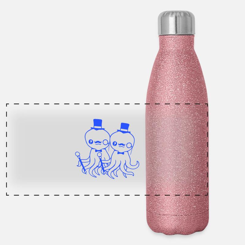 2 Octopus Sir Hat Monocle Lunettes Rich Friends Gourde isotherme panoramique pailletée 500 ml