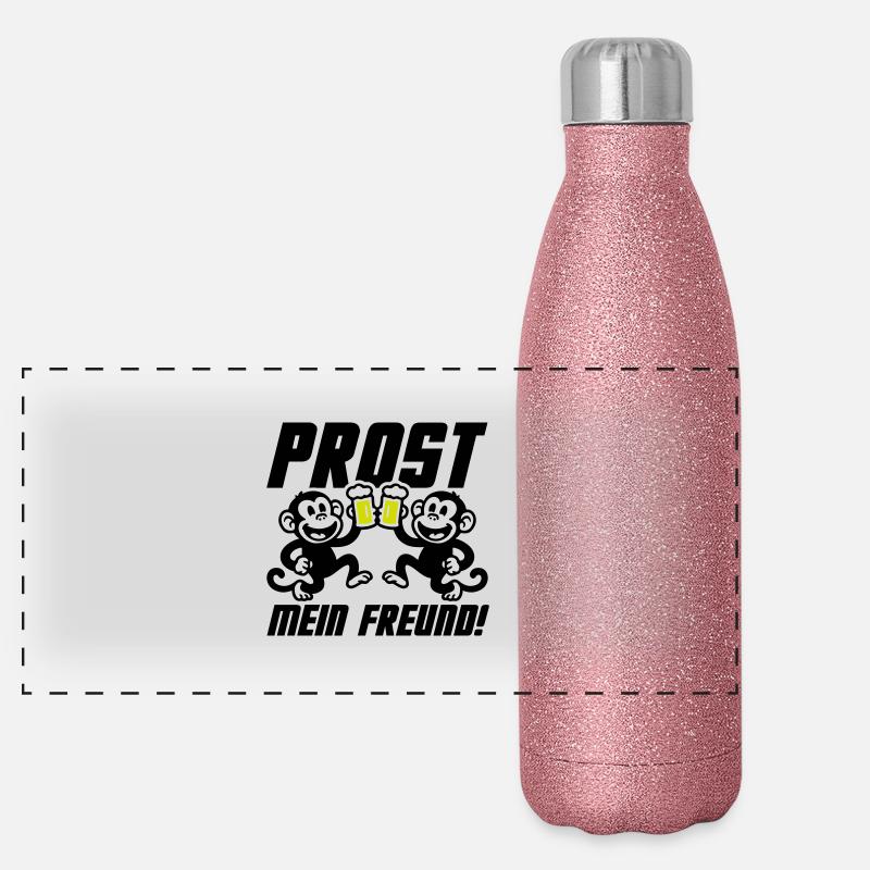 Prost Mein Freund Bier Panorama Glitzer Isolierflasche 500 ml