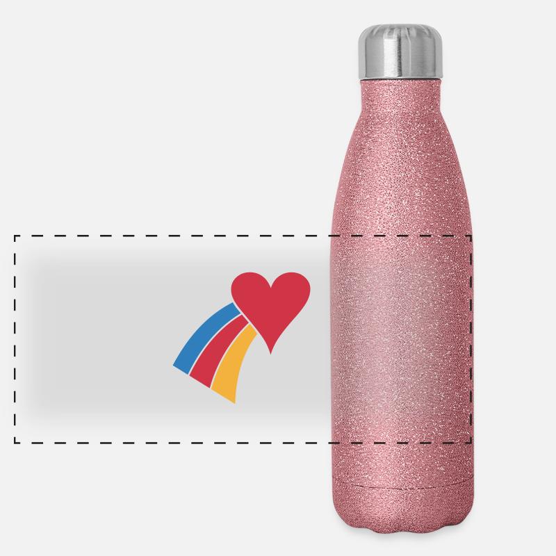 Regenbogenherz Panorama Glitzer Isolierflasche 500 ml