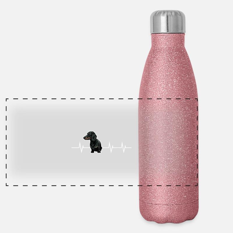 Kleiner Hund, großes Herz - Dackel Edition Panorama Glitzer Isolierflasche 500 ml