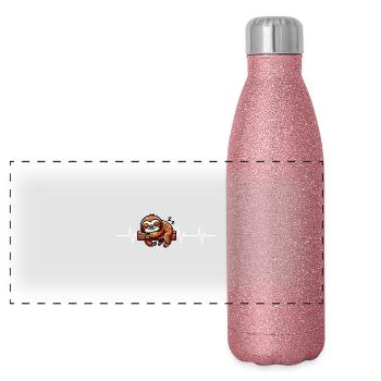 Heartbeat of Chill - Sloth Edition - Panoramic Glitter Thermal Bottle 500 ml - pink glitter - Front