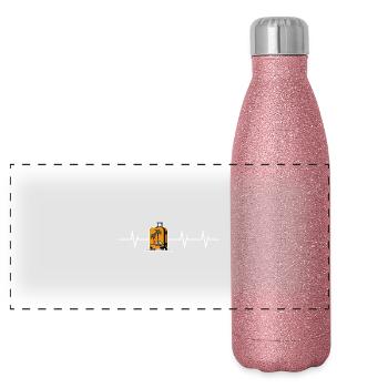 Heartbeat of Travelling - Panoramic Glitter Thermal Bottle 500 ml - pink glitter - Front