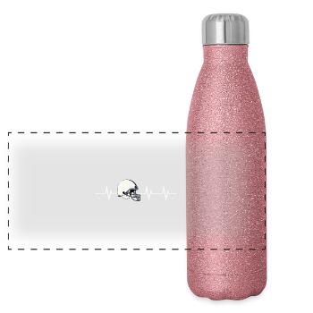 Battement de cœur d’un footballeur - Gourde isotherme panoramique pailletée 500 ml - paillettes roses - Devant