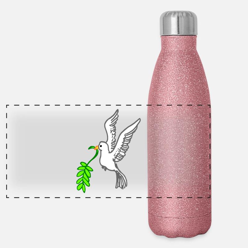 Friedenstaube gezeichnet Panorama Glitzer Isolierflasche 500 ml