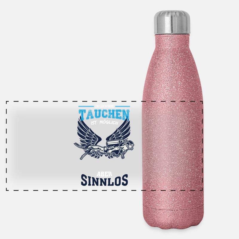 Tauchen Leben sinnlos - Geschenk Panorama Glitzer Isolierflasche 500 ml