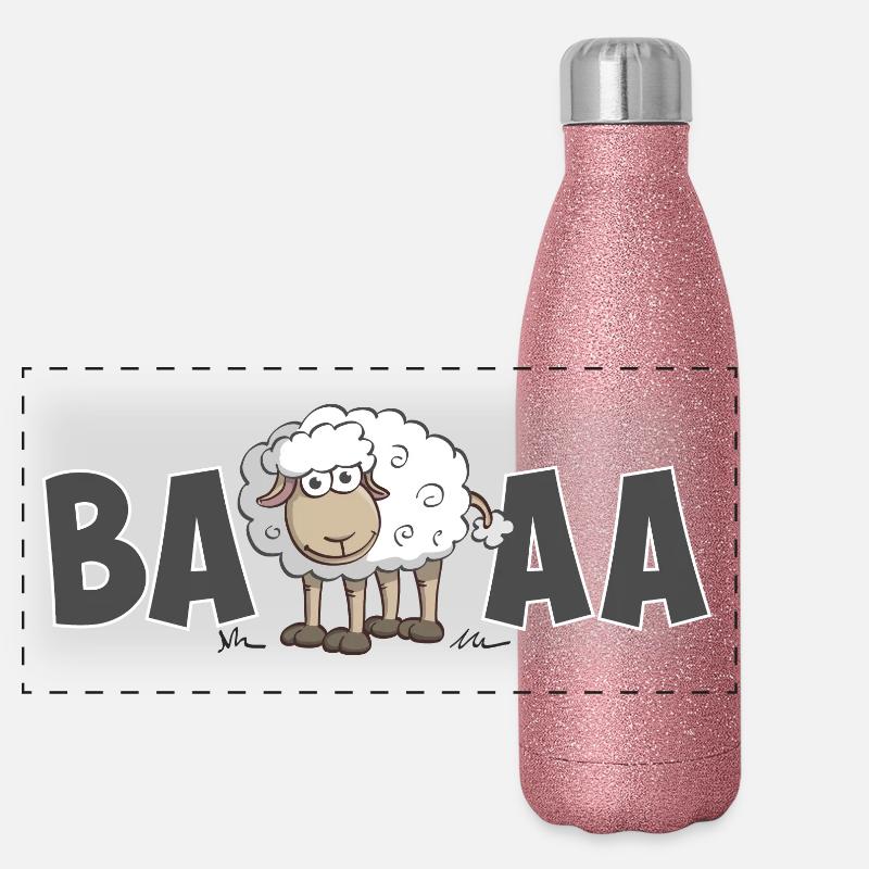 Illustration d’un mouton gai et coloré Gourde isotherme panoramique pailletée 500 ml