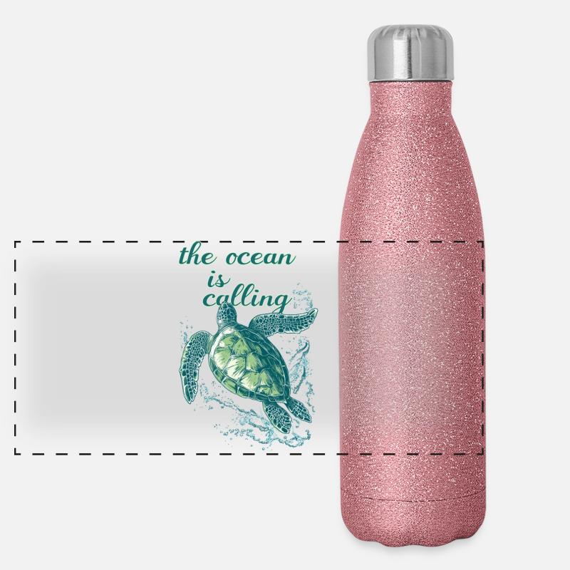 the ocean is calling - Sea Turtle Panoramic Glitter Thermal Bottle 500 ml