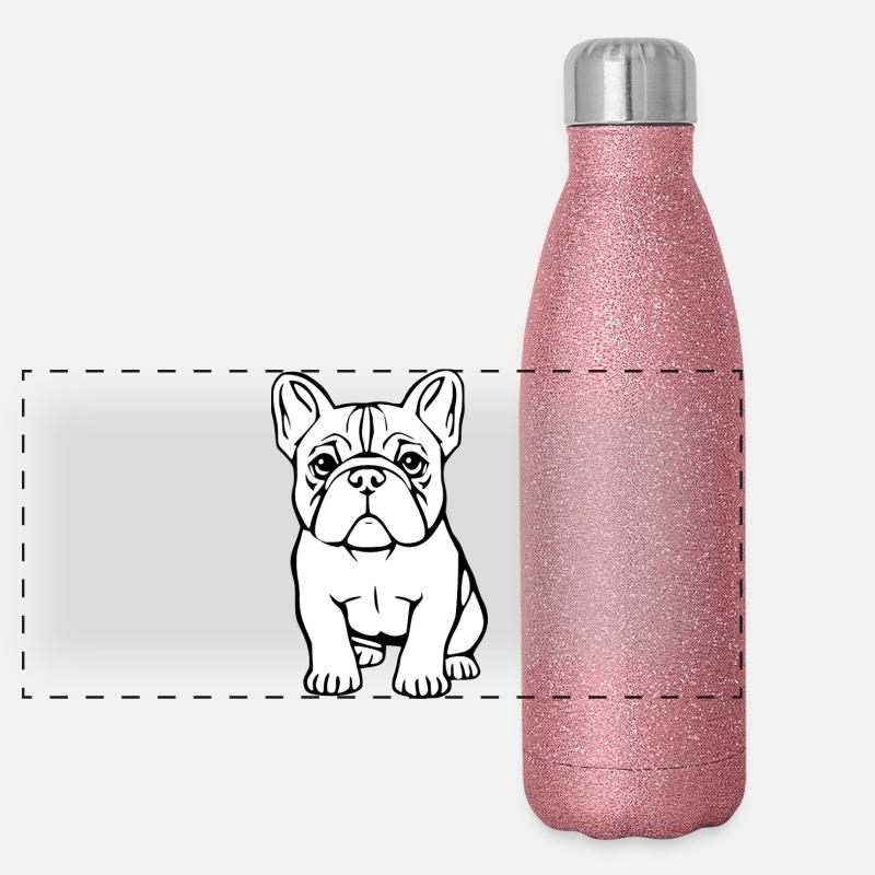 Bouledogue Français Chien Chiot Chien Bébé Gourde isotherme panoramique pailletée 500 ml