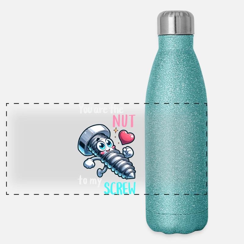 Funny Screwing Nut Pair Design Panoramic Glitter Thermal Bottle 500 ml