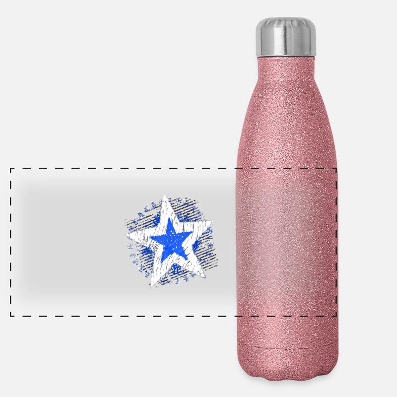 Big Star (Blanc / Bleu) Gourde isotherme panoramique pailletée 500 ml