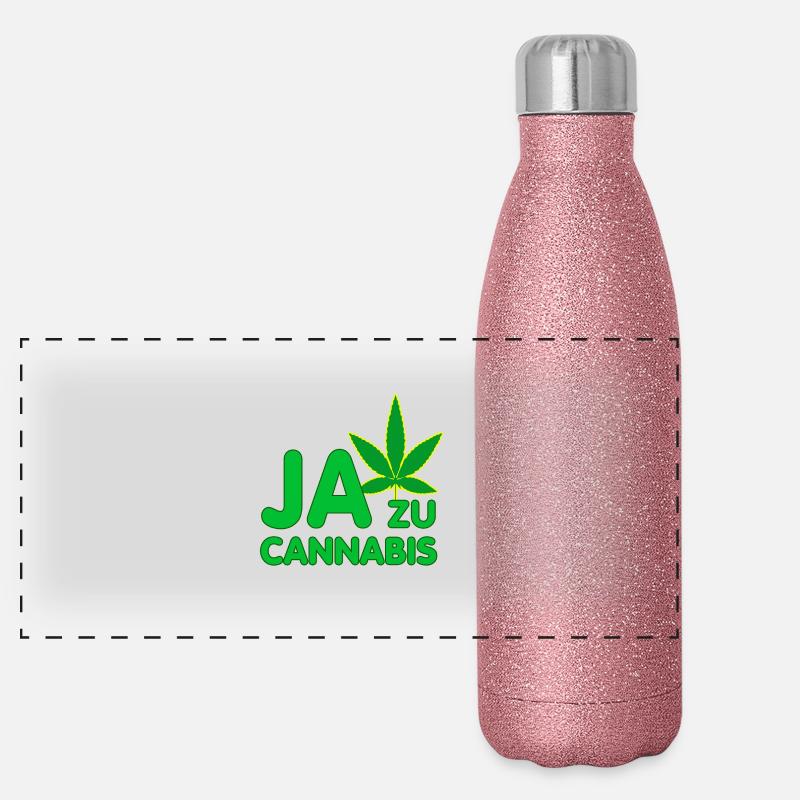 ja zu cannabis - no bg 02 Panorama Glitzer Isolierflasche 500 ml