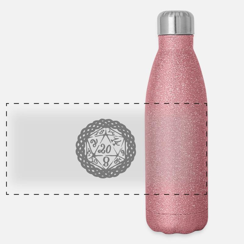 D20 Geschenk Glücksbringer Rollenspiel Würfel Panorama Glitzer Isolierflasche 500 ml