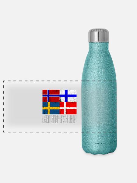 Scandinavia United - Panorama Glitzer Isolierflasche 500 ml - Blau Glitzer - Vorne