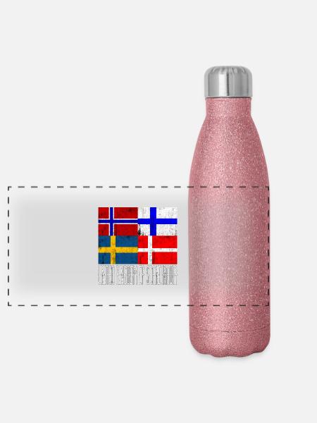 Scandinavia United - Panoramic Glitter Thermal Bottle 500 ml - pink glitter - Front