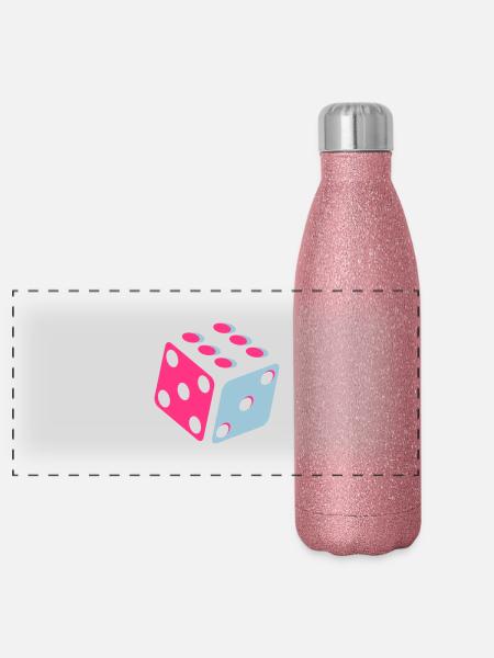 Dice - Dice - Gourde isotherme panoramique pailletée 500 ml - paillettes roses - Devant