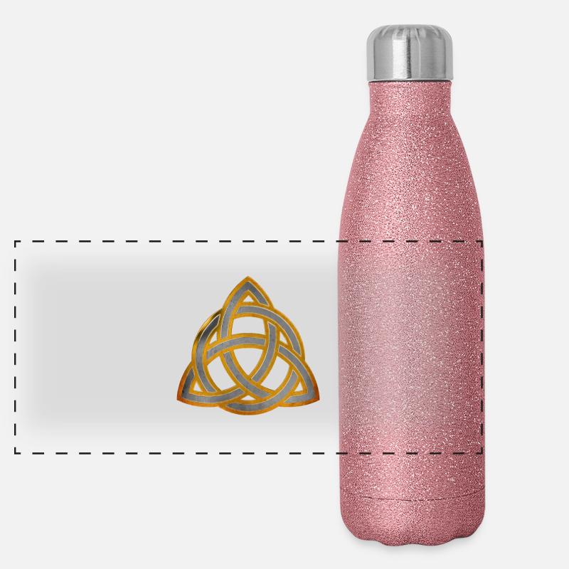 Noeud celtique 3 - or antique d'argent Gourde isotherme panoramique pailletée 500 ml