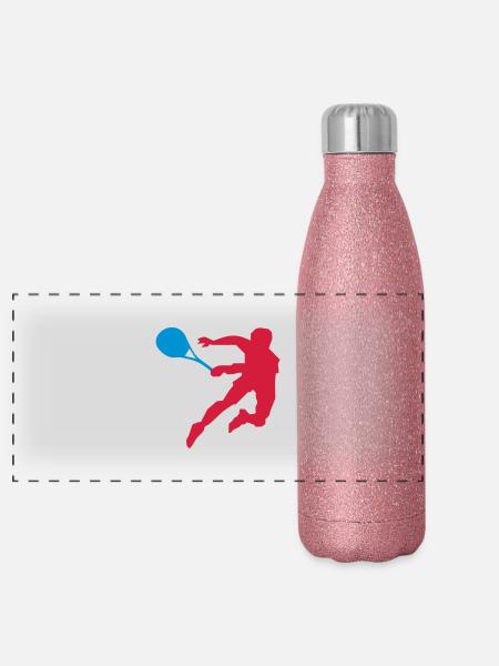 tennis - Panoramic Glitter Thermal Bottle 500 ml - pink glitter - Front