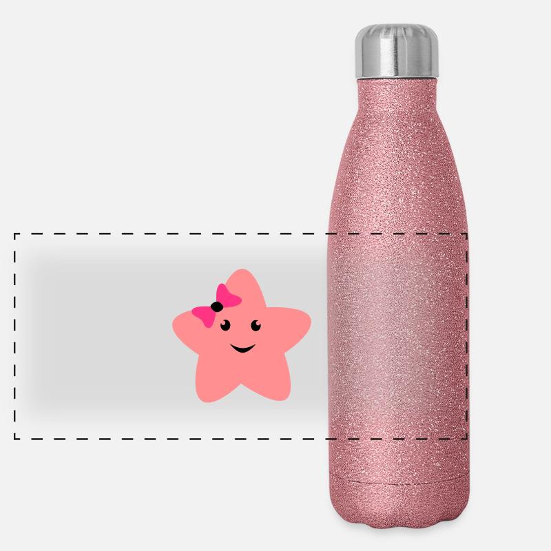 cute star, süßer Stern mit Schleife Panorama Glitzer Isolierflasche 500 ml