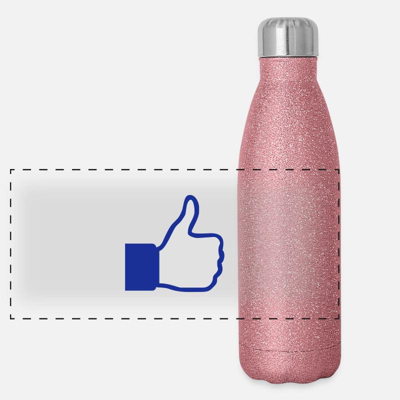 social network button Panoramic Glitter Thermal Bottle 500 ml