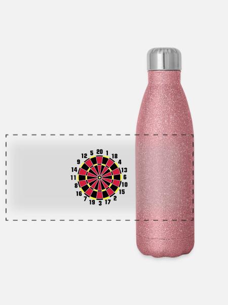 Dartboard - Panorama Glitzer Isolierflasche 500 ml - Pink Glitzer - Vorne