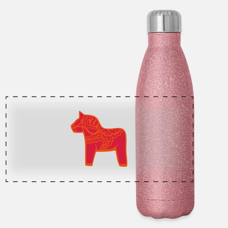 Cheval de Dalécarlie dalécarlien Dalahast Suède Gourde isotherme panoramique pailletée 500 ml