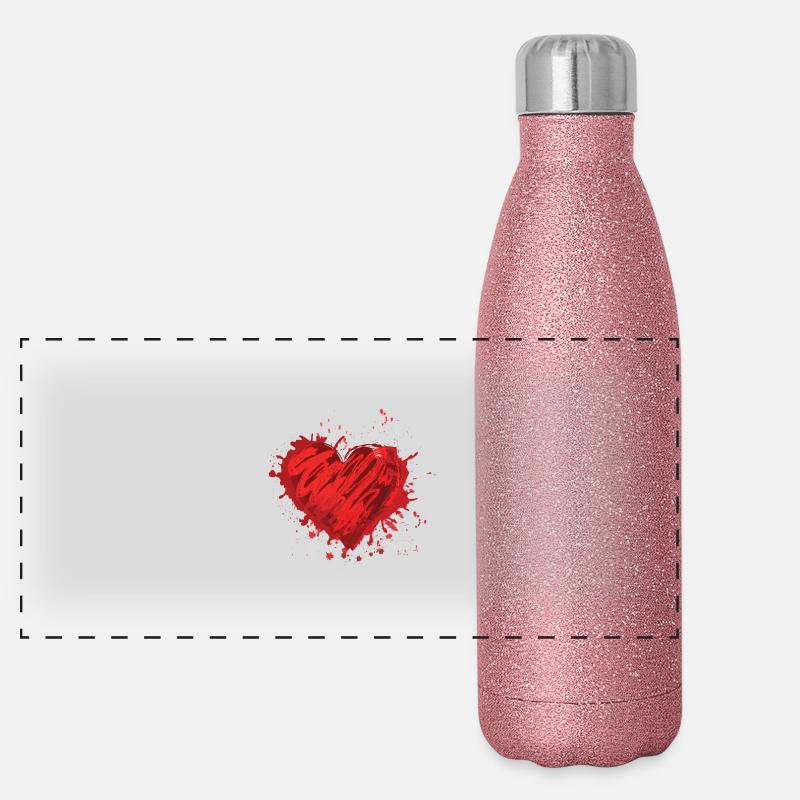 Coeur abstrait Gourde isotherme panoramique pailletée 500 ml