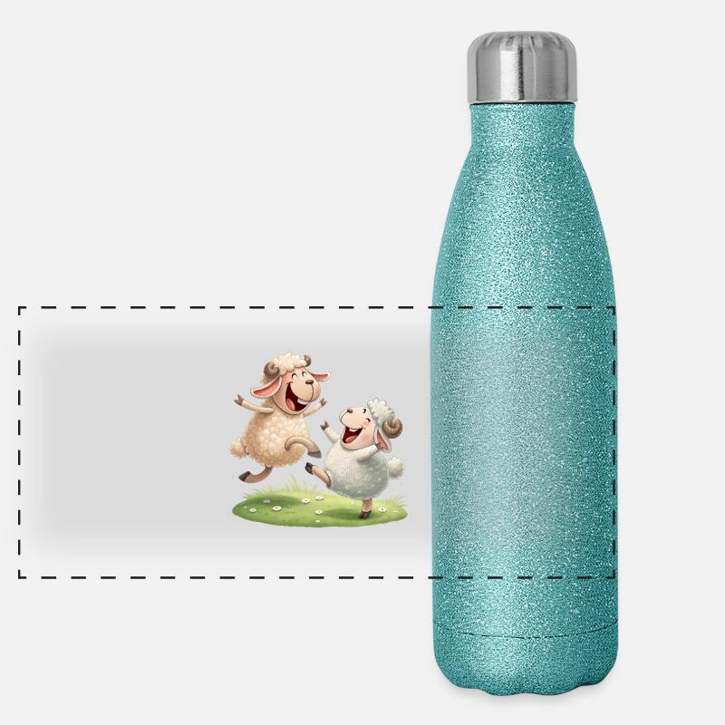 Duo de moutons joyeux Gourde isotherme panoramique pailletée 500 ml