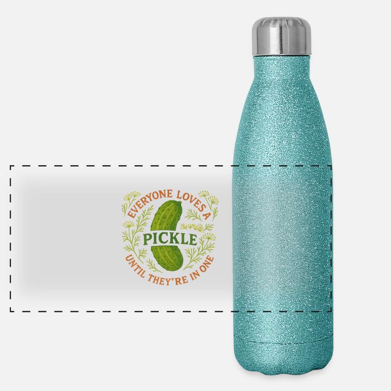 Jeder liebt eine Gurke, bis er in einer steckt Panorama Glitzer Isolierflasche 500 ml