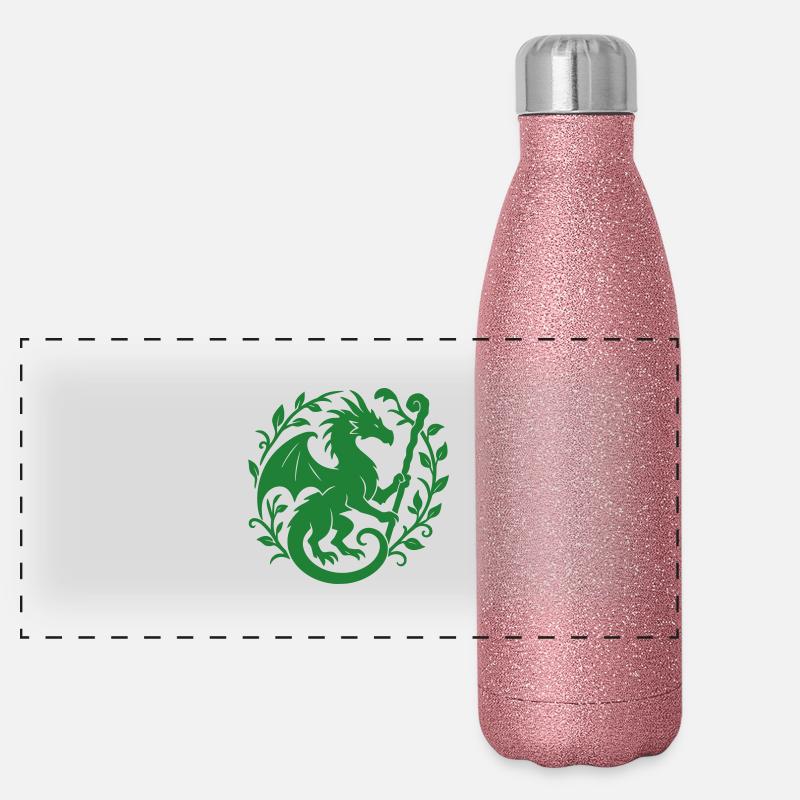 Druide Dragon (vert clair) Gourde isotherme panoramique pailletée 500 ml